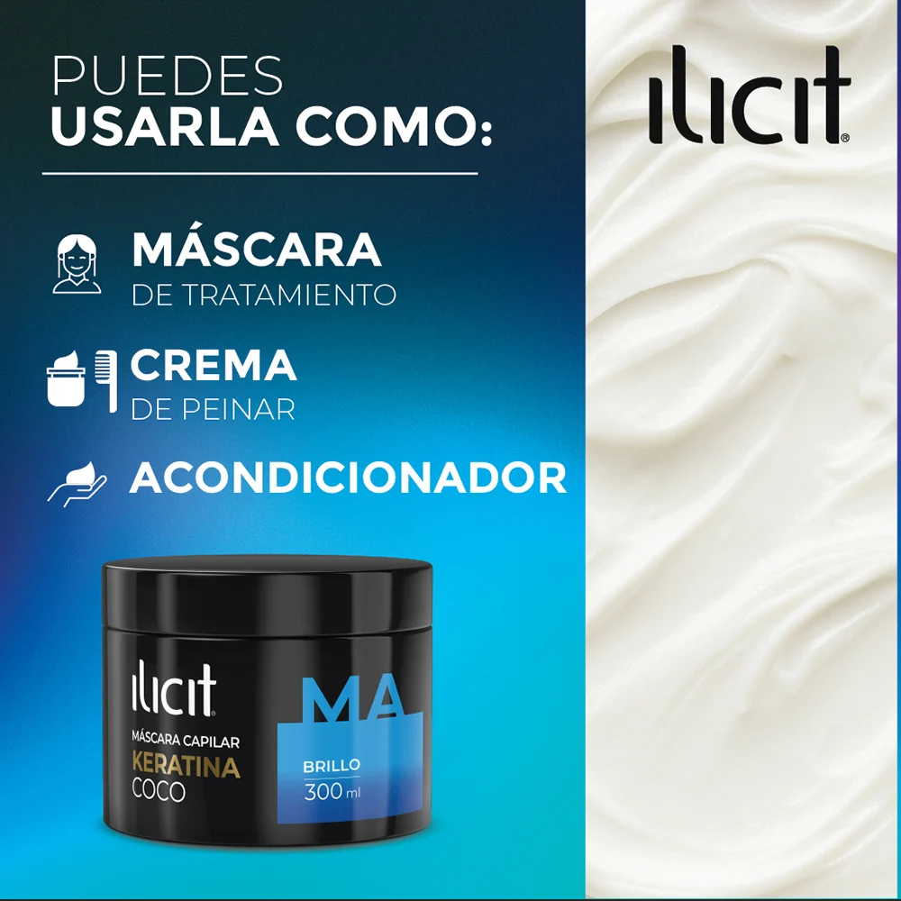 Puedes usarla como: máscara de tratamiento, crema de peinar o acondicionador