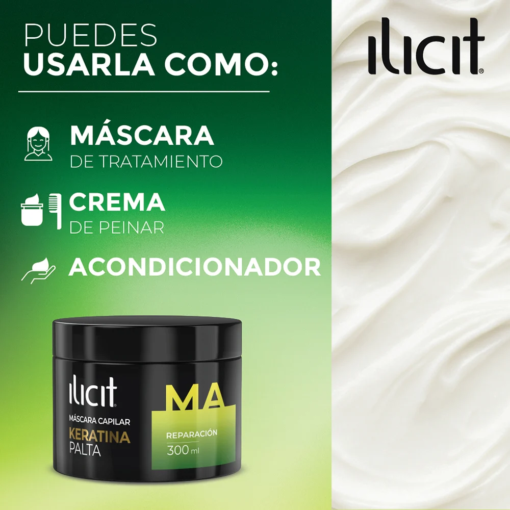 Puedes usarla como: máscara de tratamiento, crema de peinar, acondicionador
