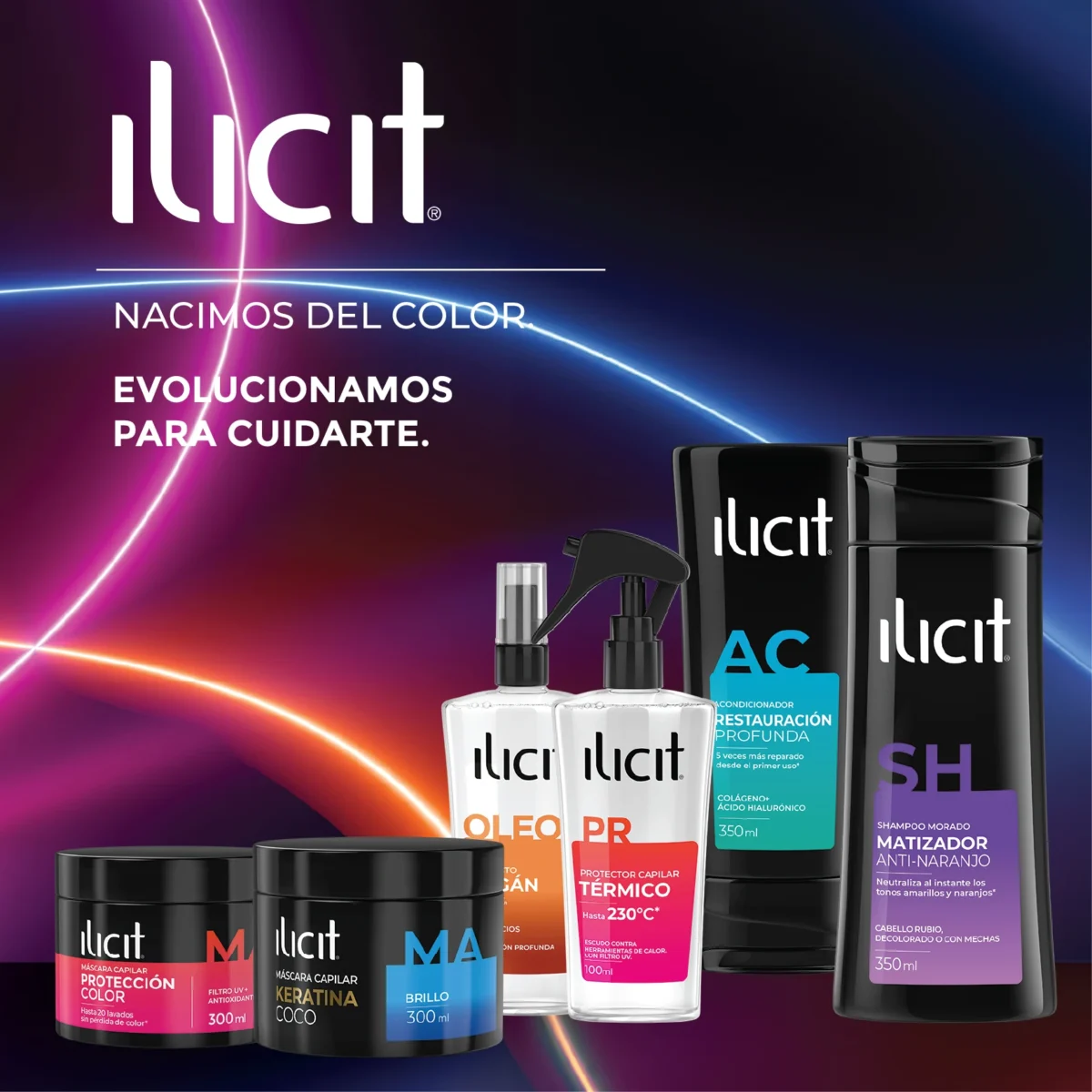 Banner mobile con productos de protección capilar Ilicit
